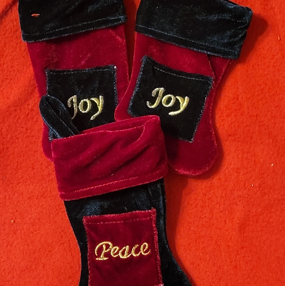 3 Mini Christmas Hanging Stockings, "Joy" & "Peace" - Picture 3 of 4